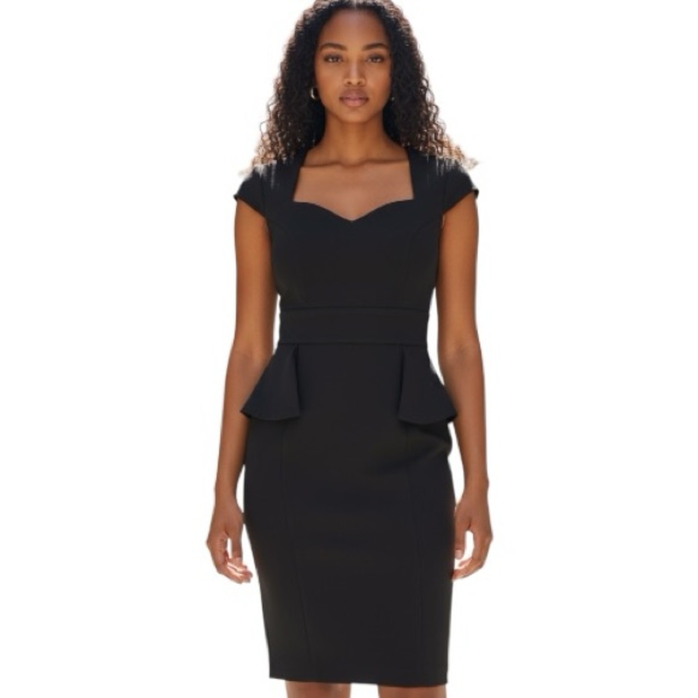 Emage Dress, LBD, Midi, Peplum, Career, Sz XS​, Timeless, Classic​​, minimalist